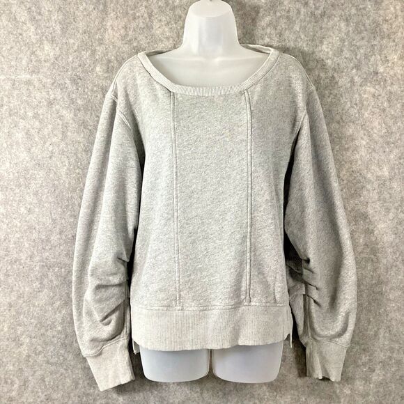 7 For All Mankind Tucked Sleeve Women’s Crewneck Pullover Large Relaxed Boho - Picture 1 of 16